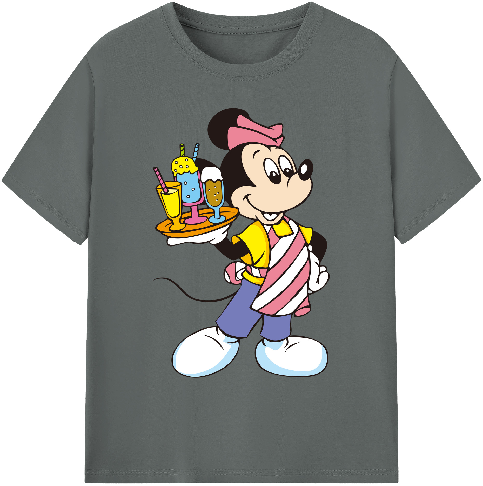 ミッキーマウス Mickey Mouse 綿100％ メンズ半袖Tシャツ｜肌触りやわらか＆通気性